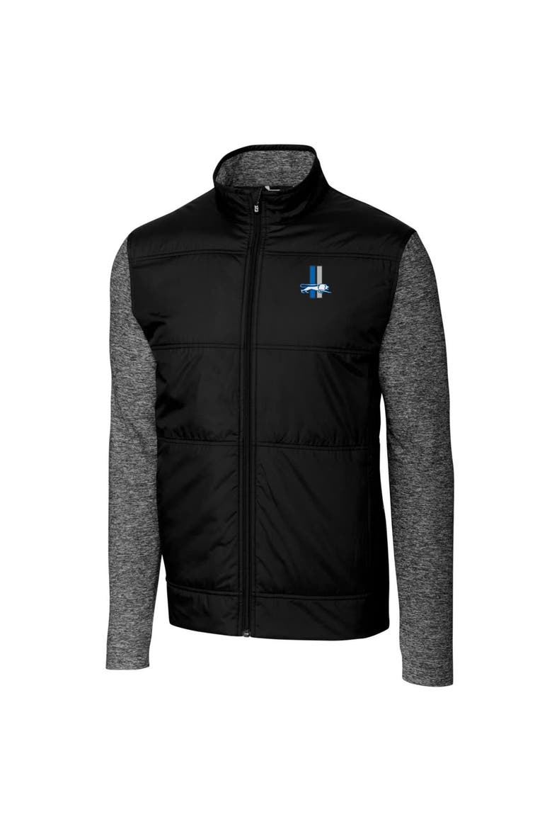 Men's Cutter & Buck Black Detroit Lions Throwback Logo Big & Tall Stealth Hybrid Quilted Full-Zip Windbreaker Jacket, Alternate, color, Black