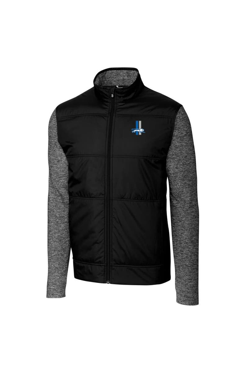 Cutter & Buck Men's Cutter & Buck Black Detroit Lions Throwback Logo Big & Tall Stealth Hybrid Quilted Full-Zip Windbreaker Jacket, Alternate, color, Black