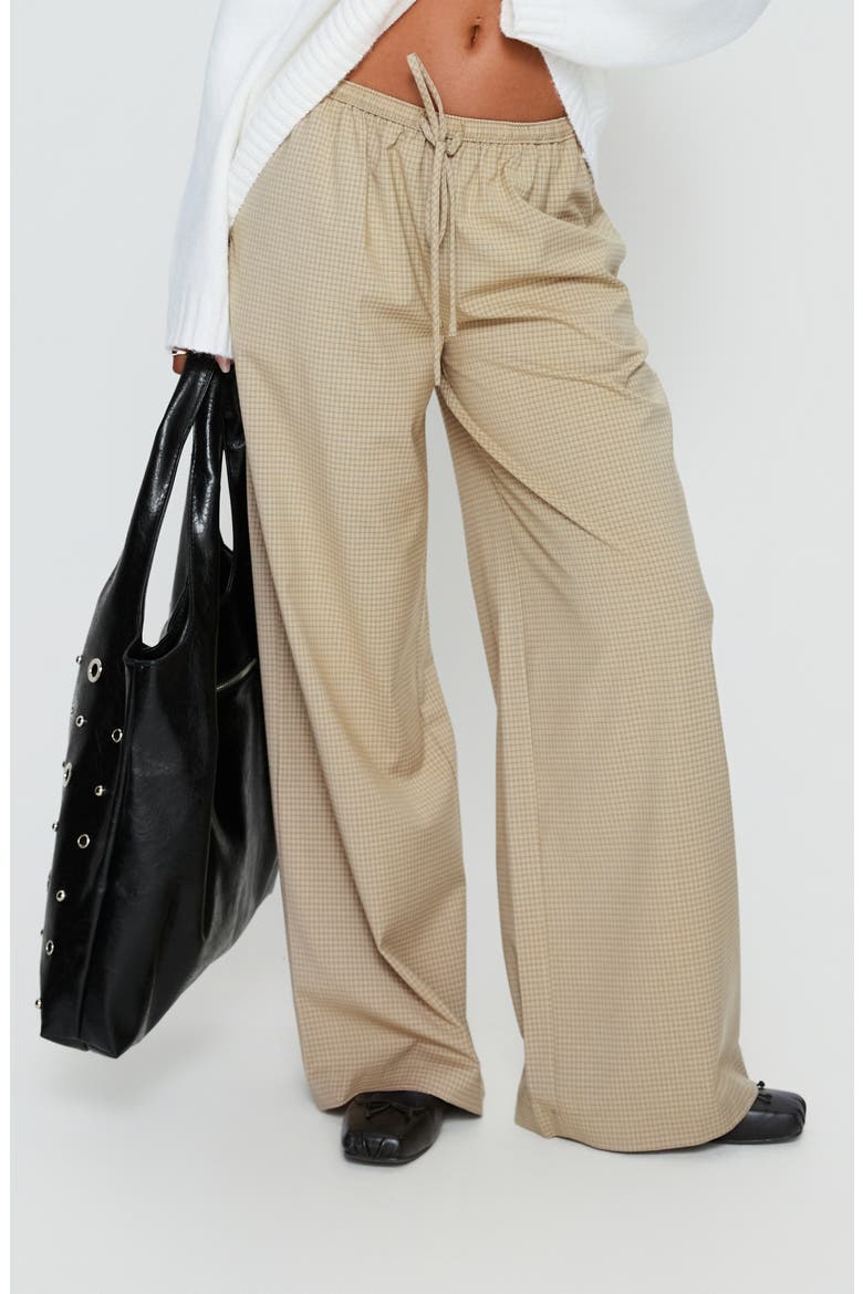 Ketrina Plaid Wide Leg Drawstring Pants, Alternate, color, BEIGE PLAID