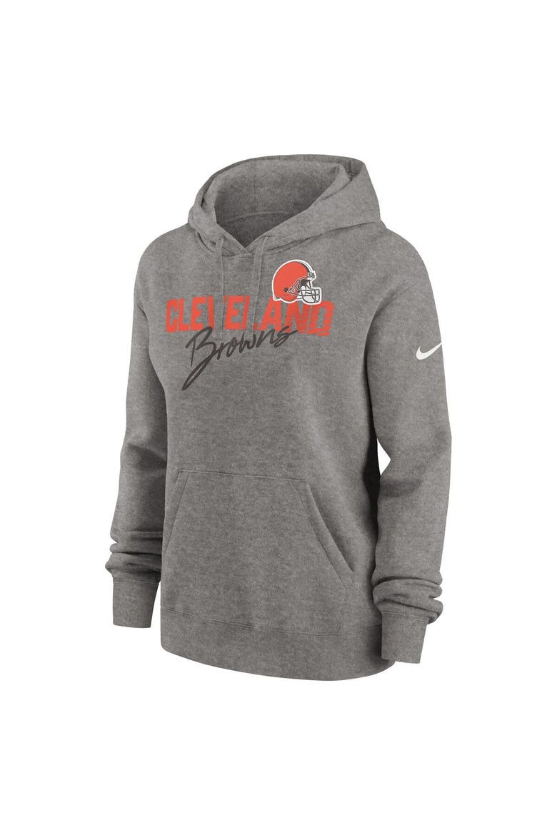 Women's Nike Heather Gray Cleveland Browns Wordmark Club Fleece Pullover Hoodie, Alternate, color, Heather Gray