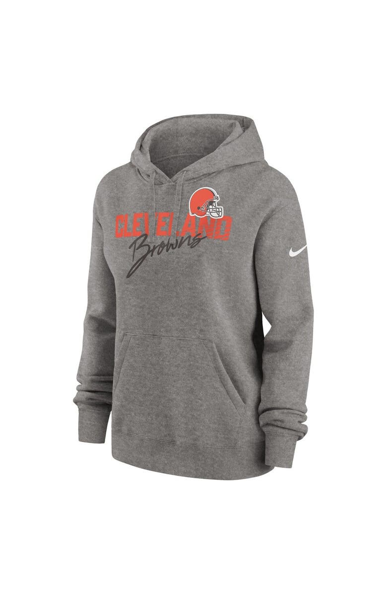 Nike Women's Nike Heather Gray Cleveland Browns Wordmark Club Fleece Pullover Hoodie, Alternate, color, Heather Gray