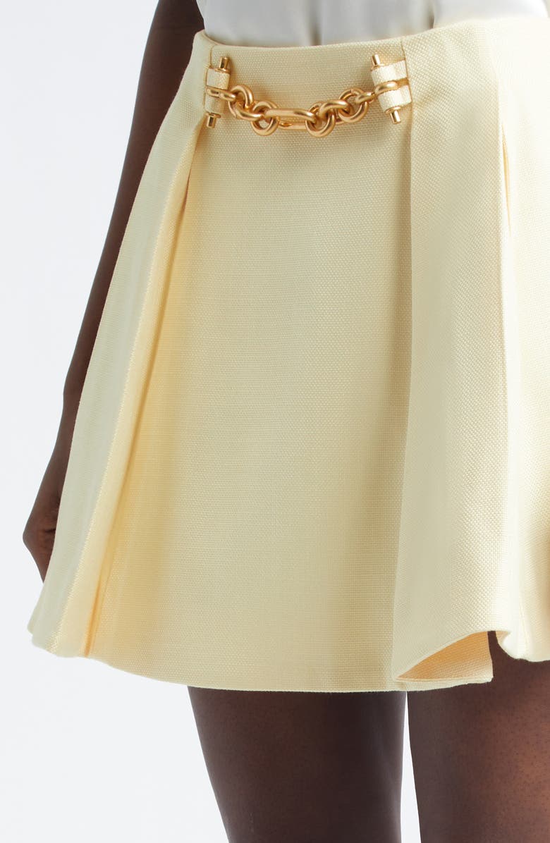Balmain Pleated Basket Weave Skirt, Alternate, color, 1Gd Pale Yellow