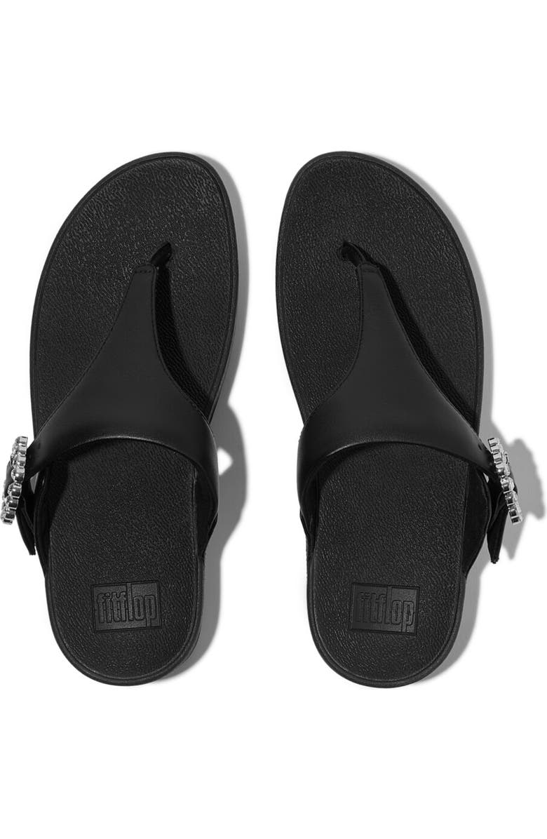 FitFlop Lulu Crystal-Buckle Toe-Post, Alternate, color, All Black
