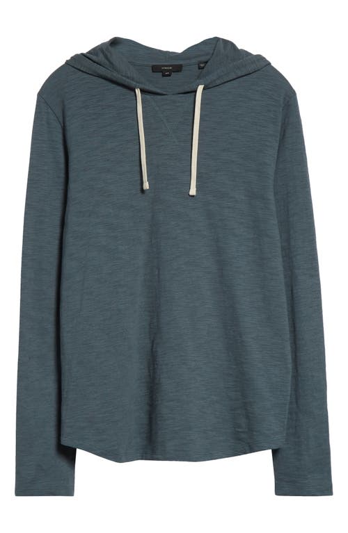 Vince Regular Fit Slub Hoodie In Marlin Teal