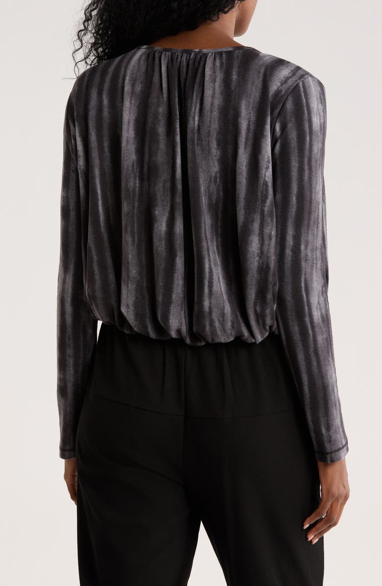 PATRIZIA LUCA Print Ruched Top, Alternate, color, Charcoal