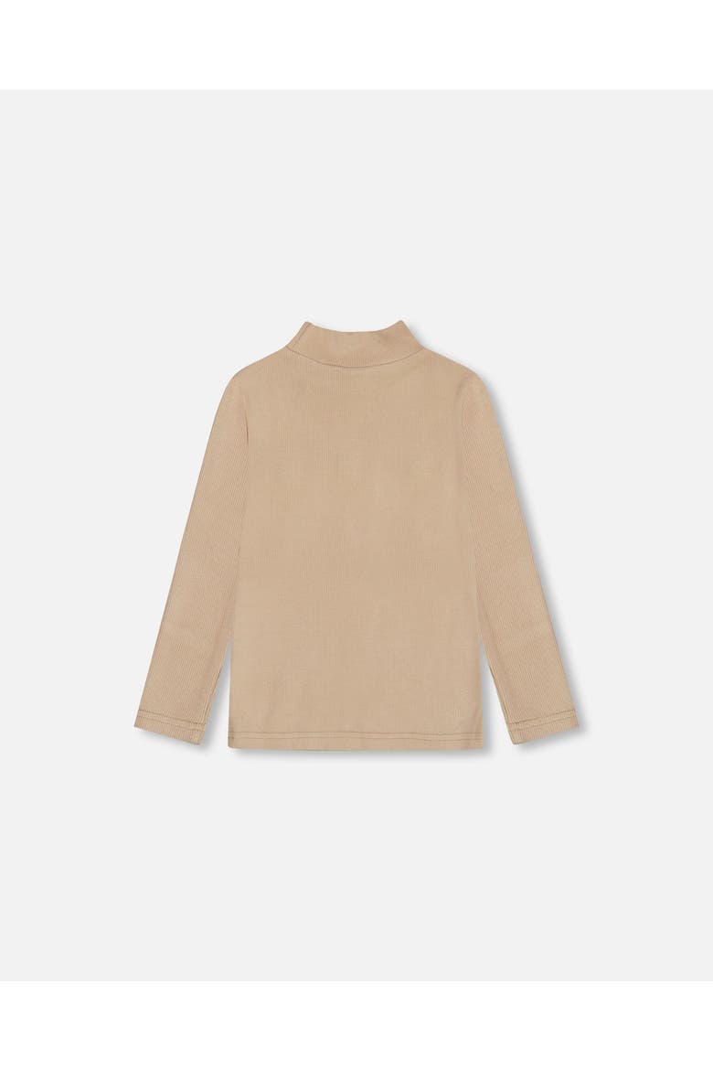 Little Girl's Super Soft Brushed Mock Neck Top Medium Beige, Alternate, color, Nougat