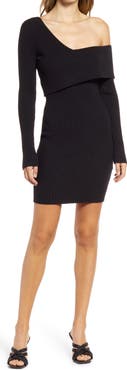bebe Asymmetrical Off the Shoulder Sweater Dress