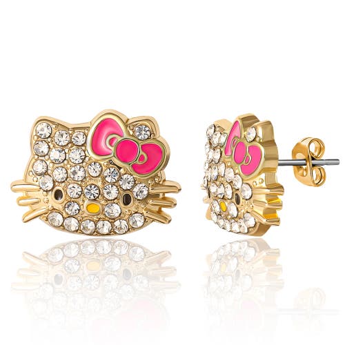 Hello Kitty Pave Crystal Stud Earring In Gold