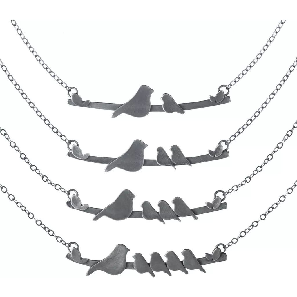 Figs And Ginger Mother Nestling Birds Necklace In Gray