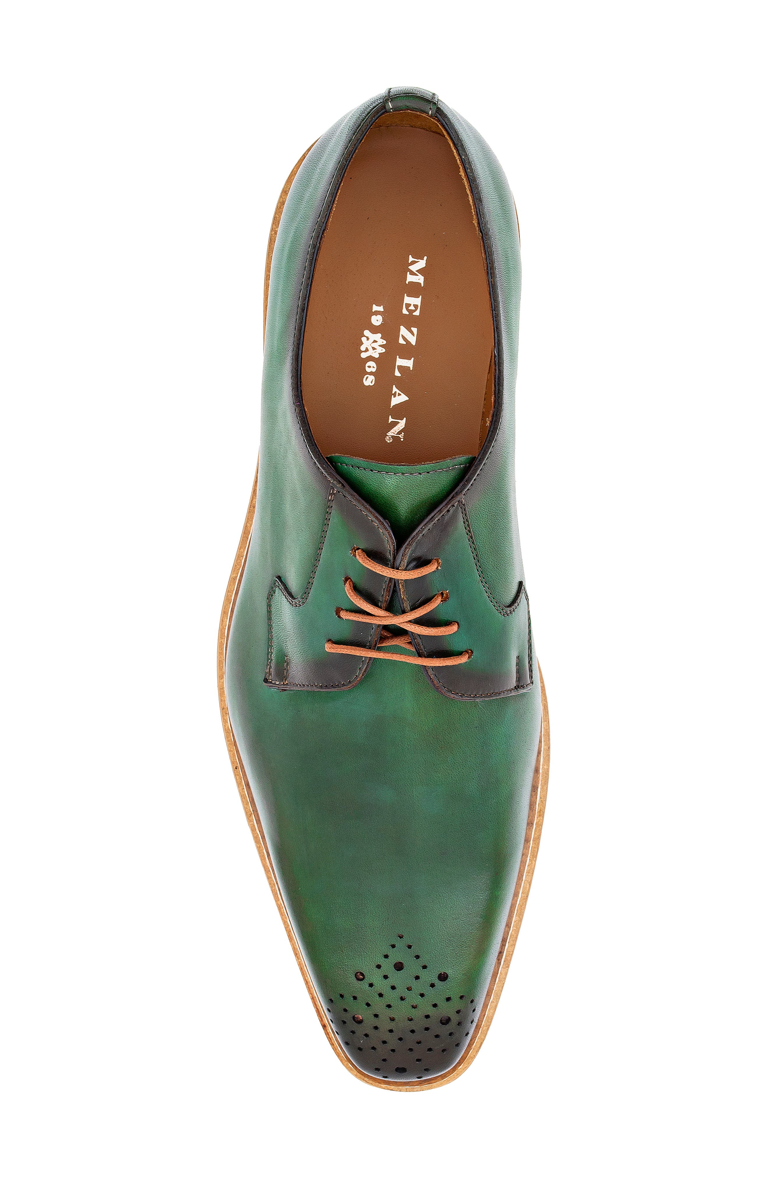 Mezlan Lug Sole Brogue Medallion Derby, Alternate, color, Forest