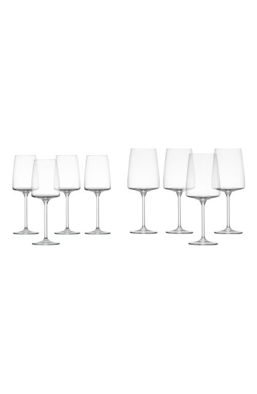 Schott Zwiesel Sensa Set Of 8 Red & White Wine Glasses In Clear