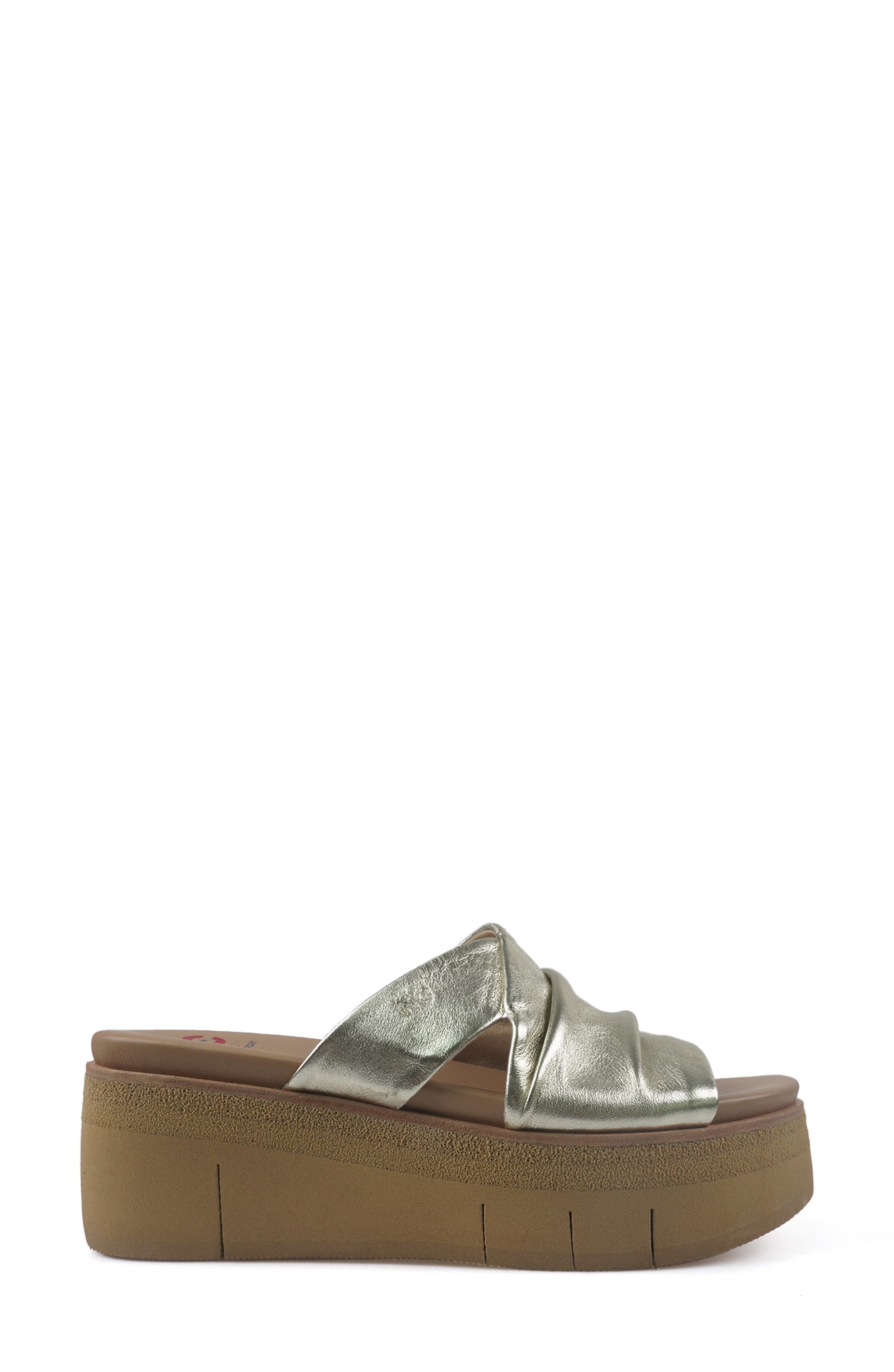 National Comfort Reneta Platform Leather Sandal, Alternate, color, Gold
