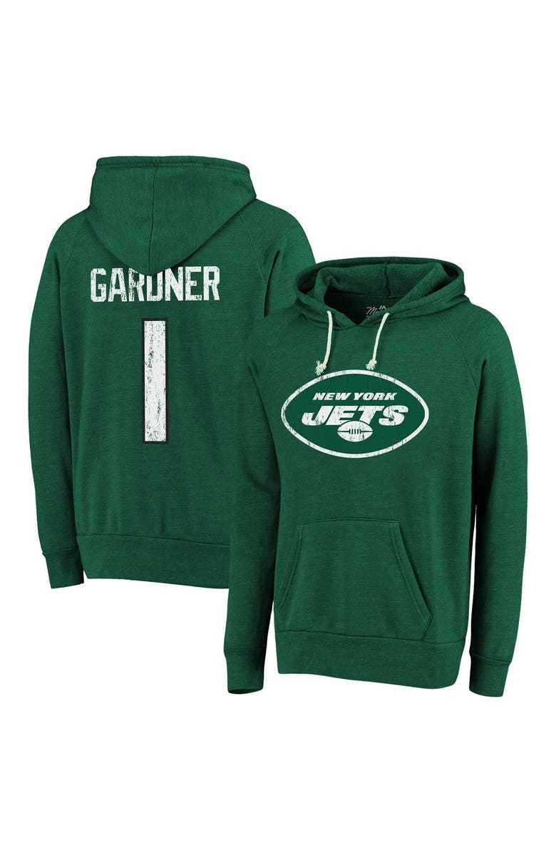 Majestic Threads Men's Majestic Threads Ahmad Sauce Gardner Green New York Jets Name & Number Tri-Blend Pullover Hoodie, Main, color, 
