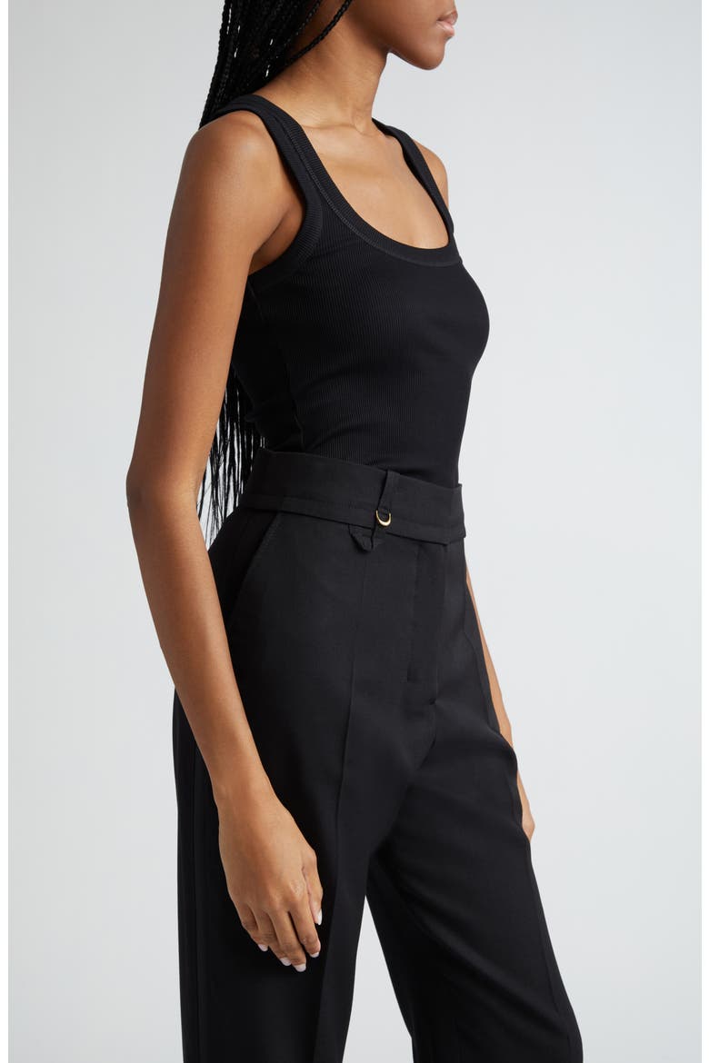 Le Débardeur Logo Embroidered Grosgrain Tank Top, Alternate, color, BLACK