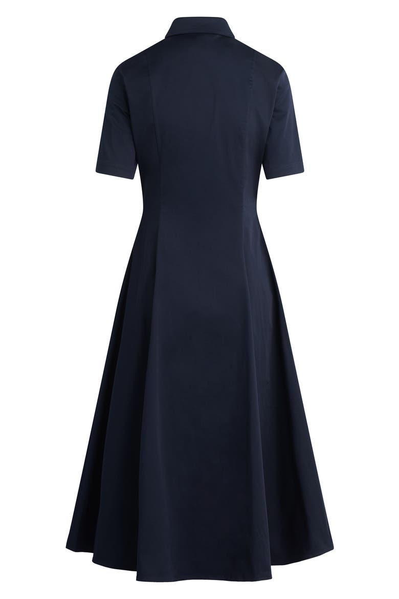 Demure Stretch Cotton Shirtdress, Alternate, color, NAVY