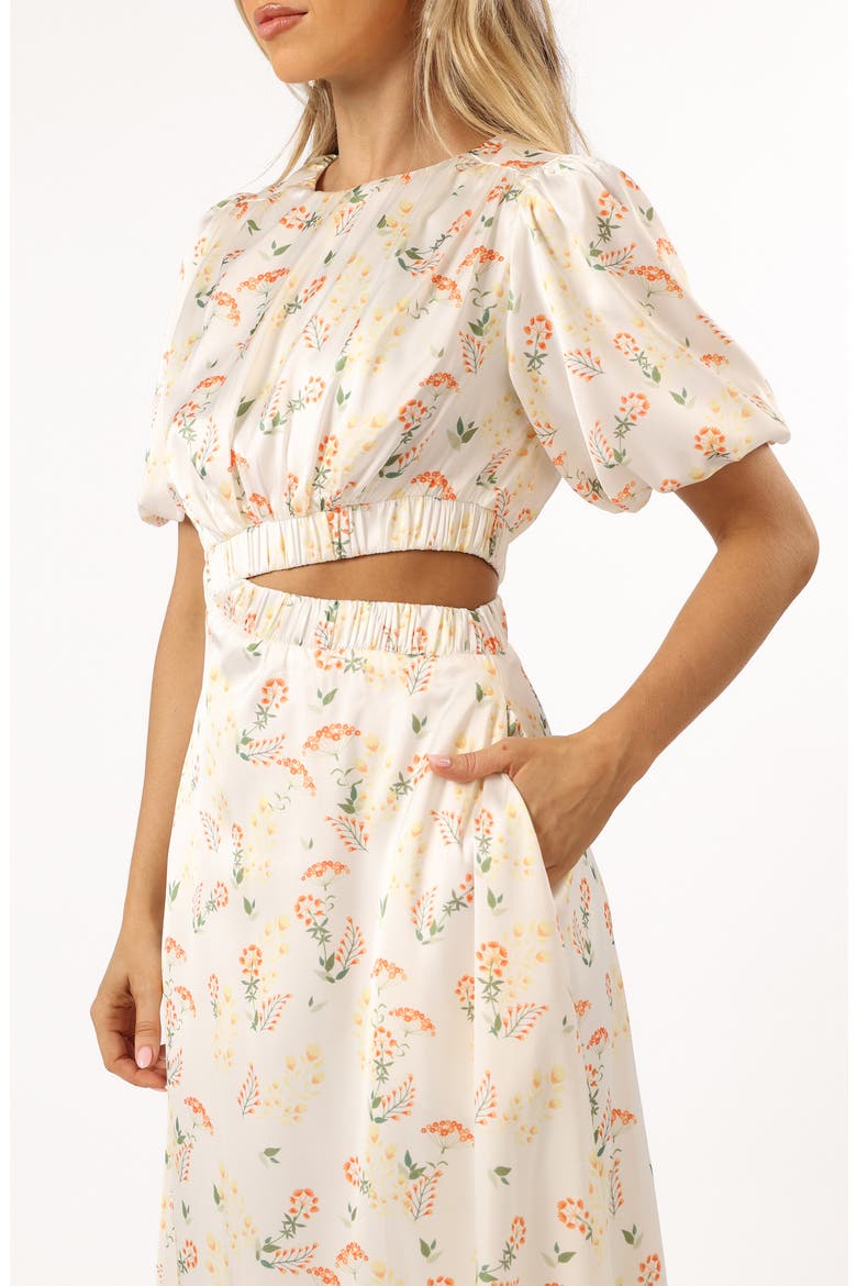 Aminah Puff Sleeve Cutout Maxi Dress, Alternate, color, YELLOW FLORAL