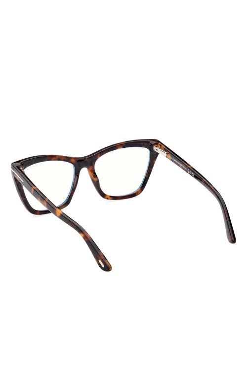 Tom Ford 54mm Cat Eye Blue Light Blocking Optical Glasses In Brown