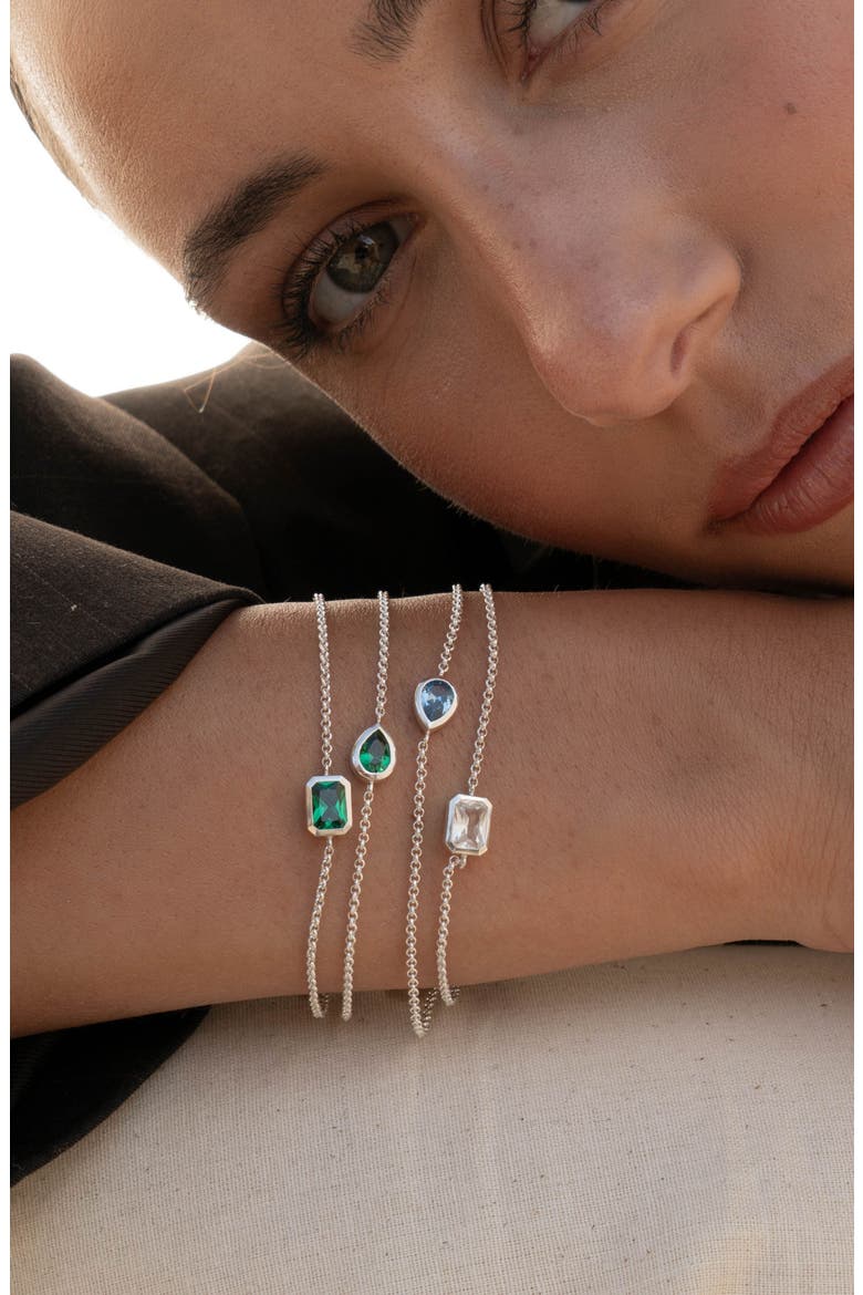 Green Garnet Octagon Chain Bracelet, Alternate, color, Sterling Silver
