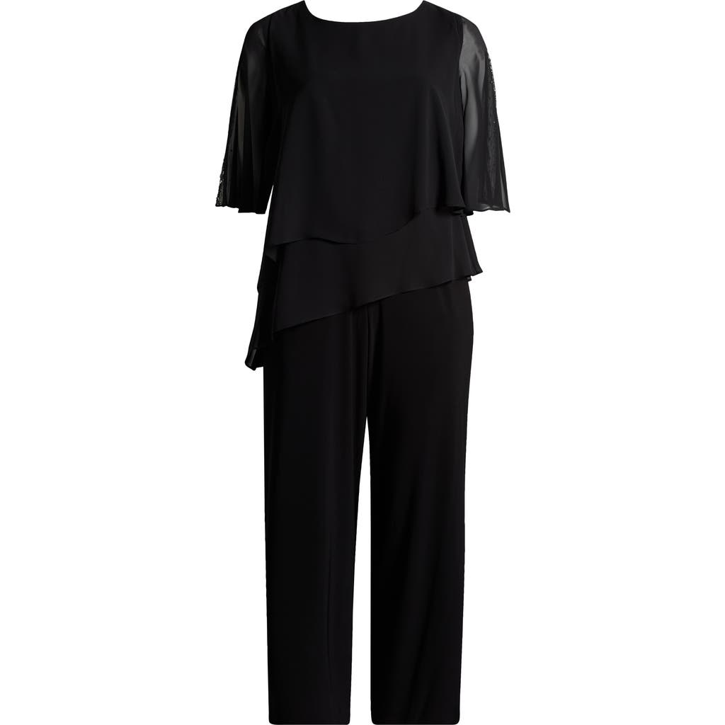 Shop Sl Fashions Sequin Detail Tiered Jumpsuit In Black