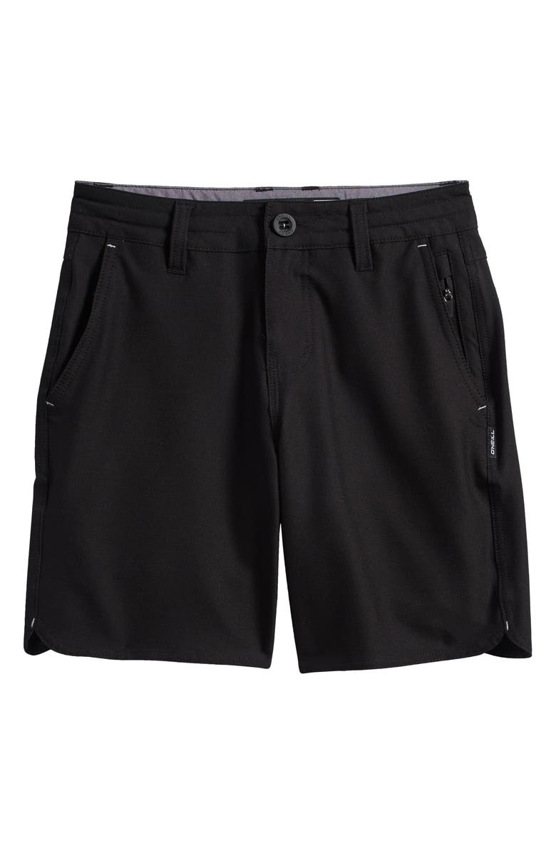 O'Neill Kids' Utility Scallop Hybrid Shorts, Main, color, Black