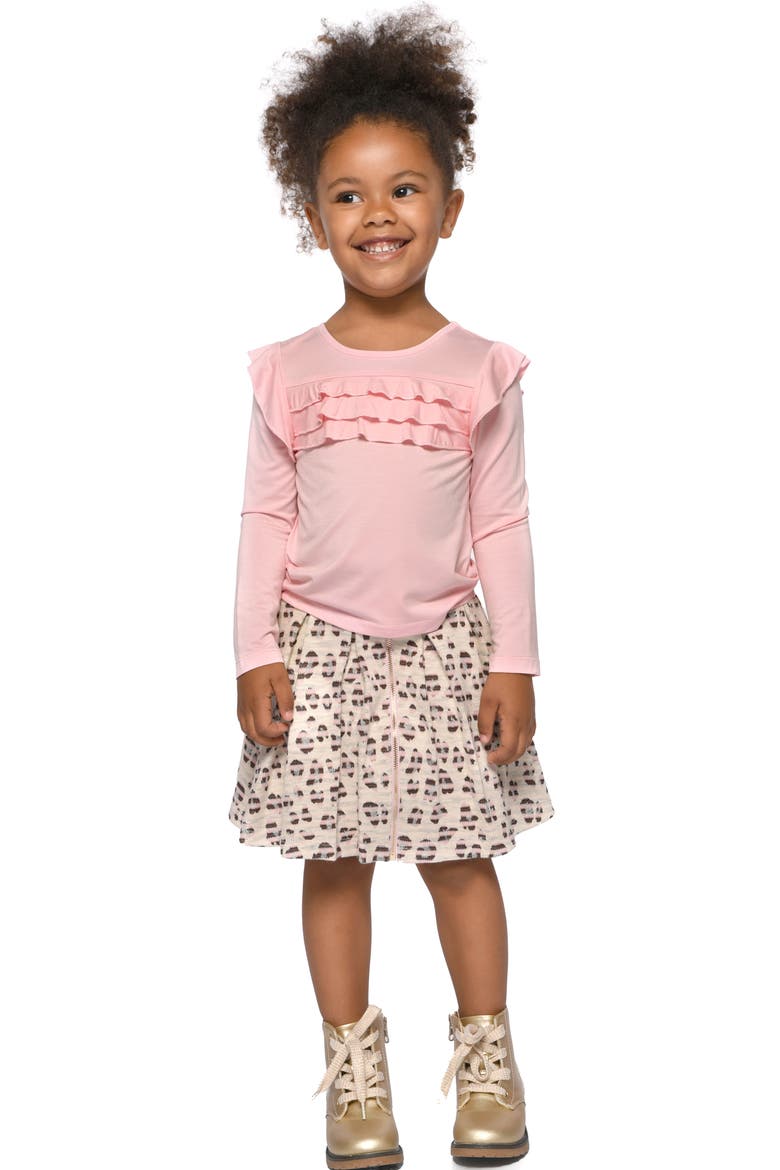 Kids' Ruffle Accent Cotton T-Shirt, Alternate, color, PINK