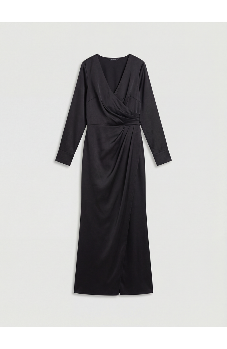 Coast Ruched Satin Bridesmaid Dress, Alternate, color, Black