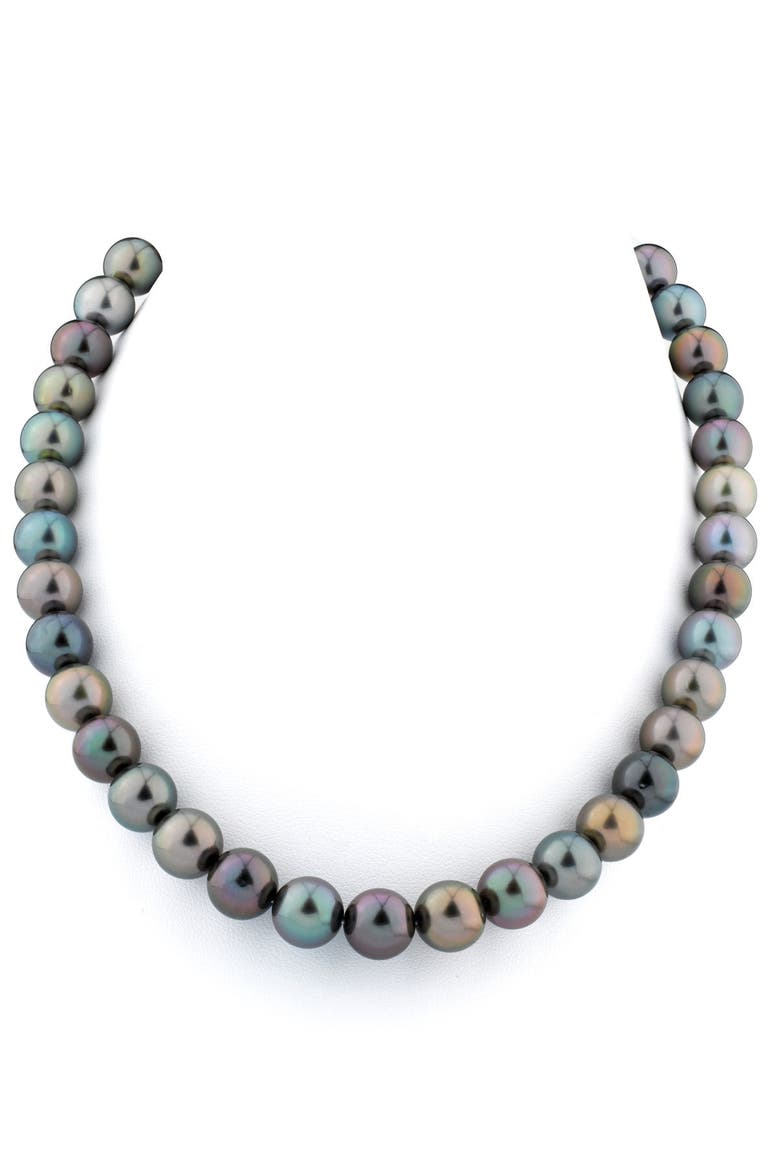 10-11mm Tahitian South Sea Multicolor Pearl Necklace, Main, color, White Gold Clasp