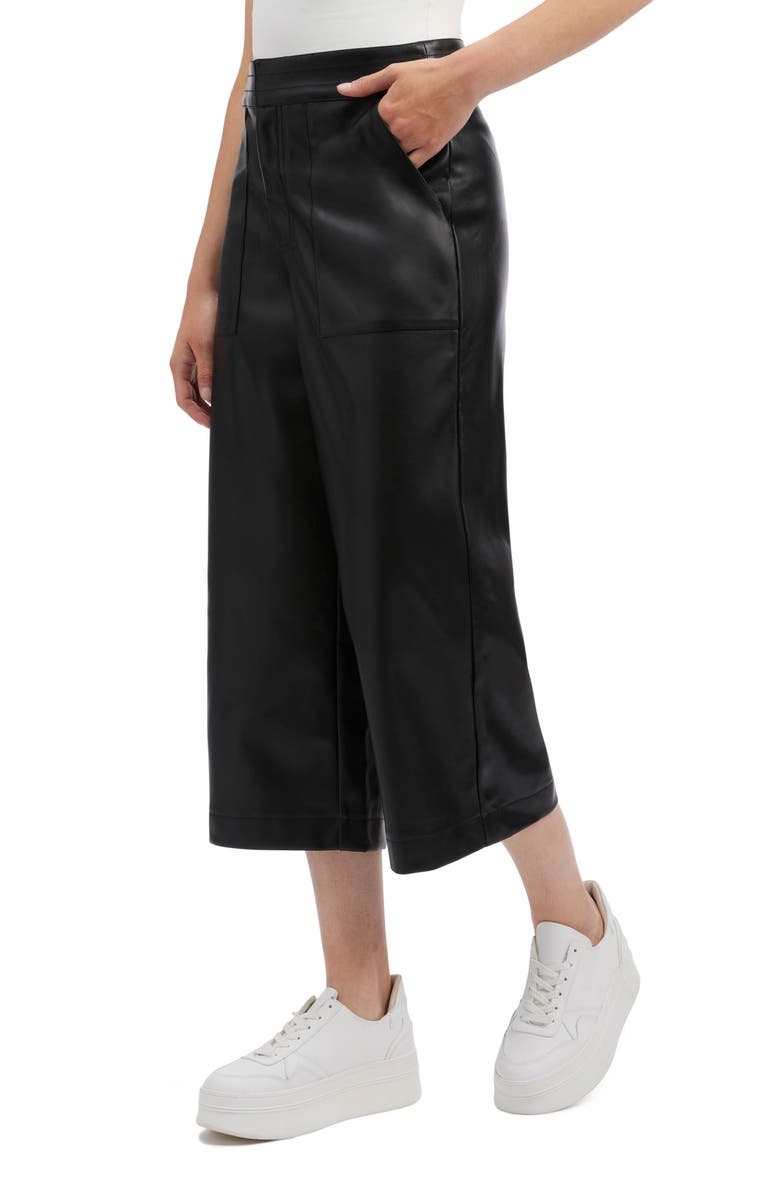 NVLT Faux Leather Culotte Pants, Alternate, color, Black