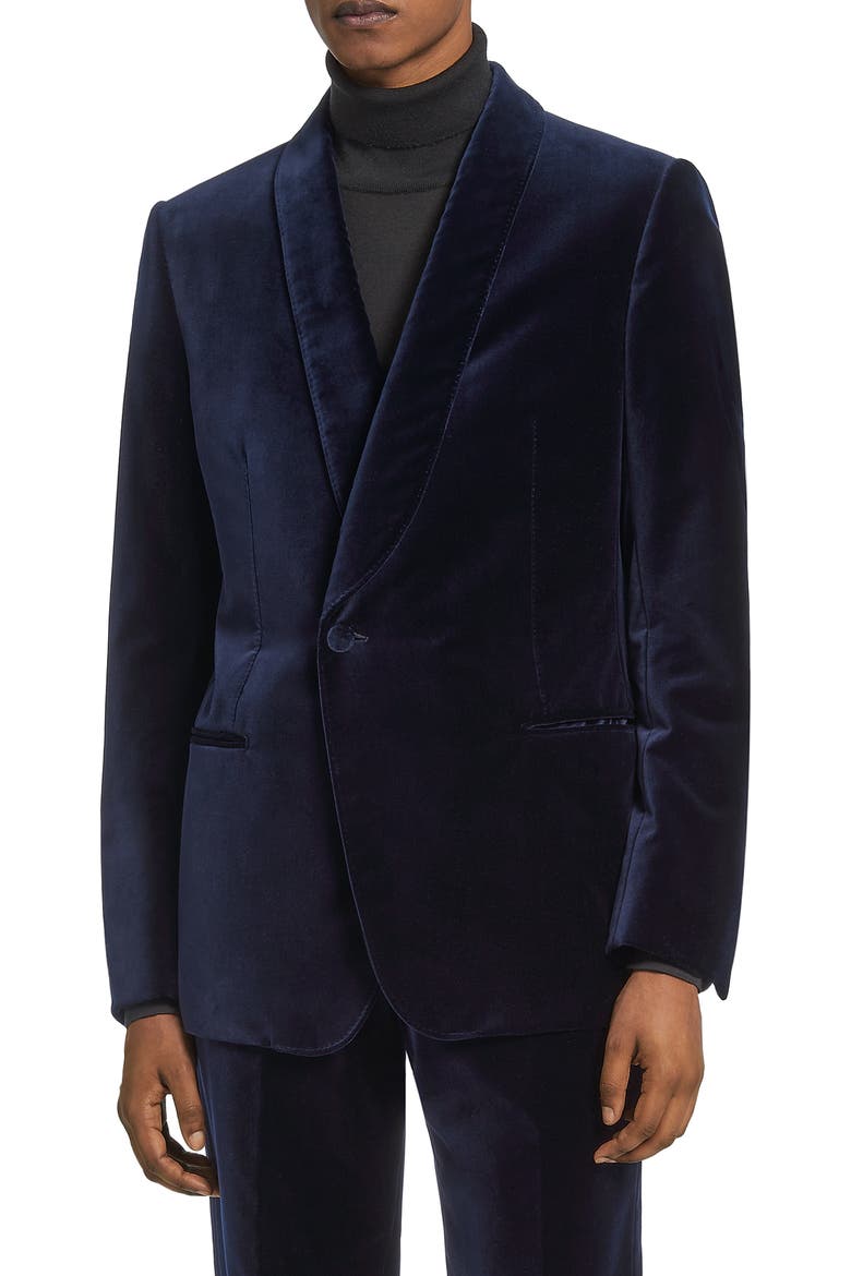 Shawl Collar Velveteen Dinner Jacket, Main, color, NAVY