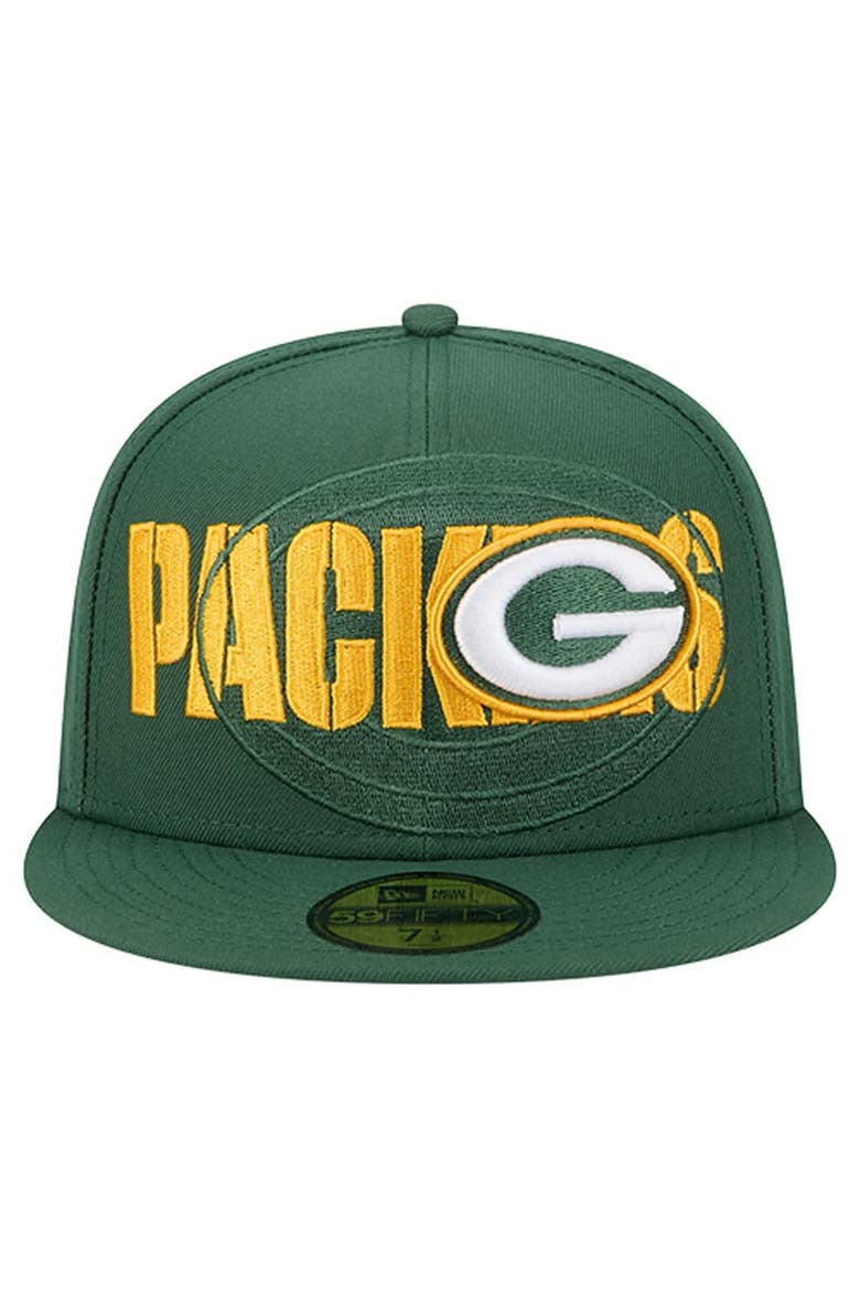 Men's New Era  Green Green Bay Packers Overlap Wordmark 59FIFTY Fitted Hat, Alternate, color, Green