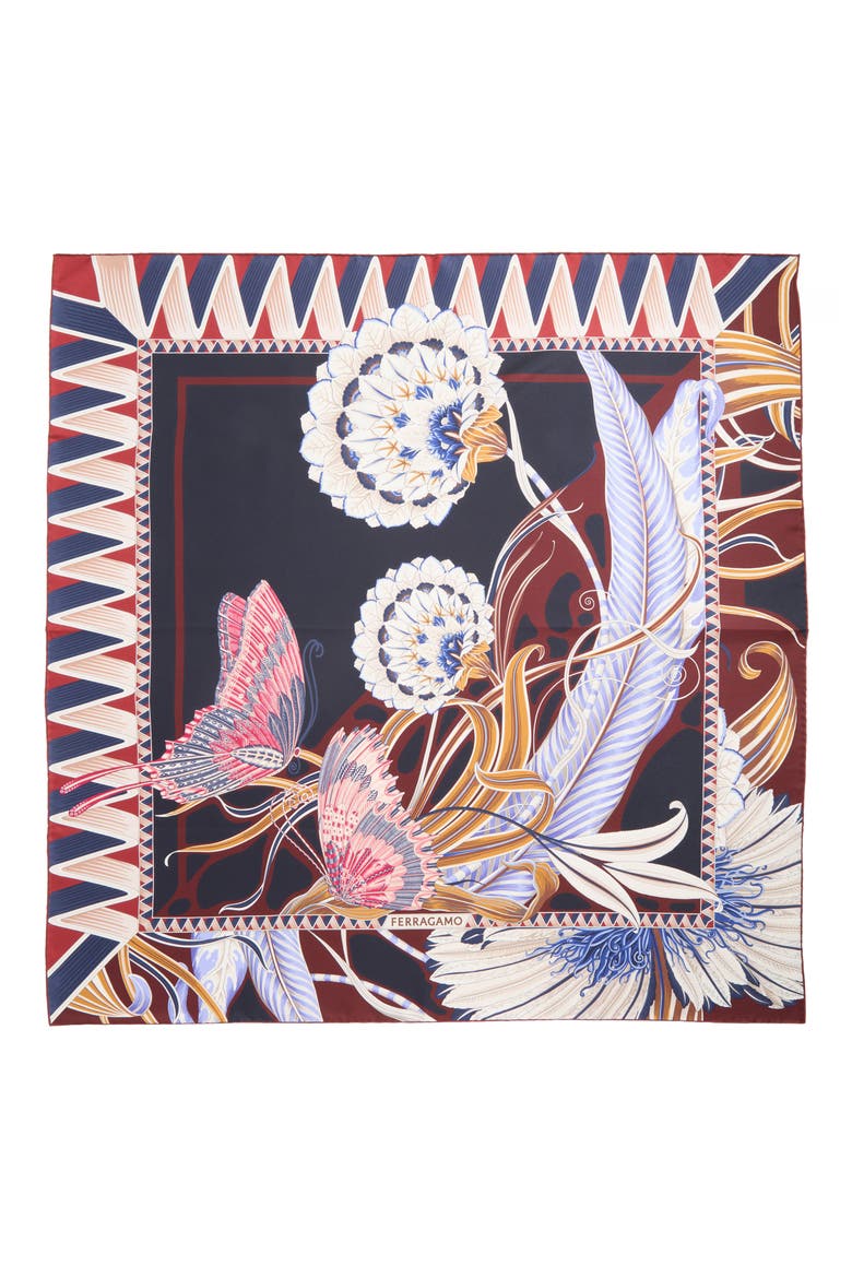 Giada Reversible Silk Scarf, Main, color, NAVY/ PLUM
