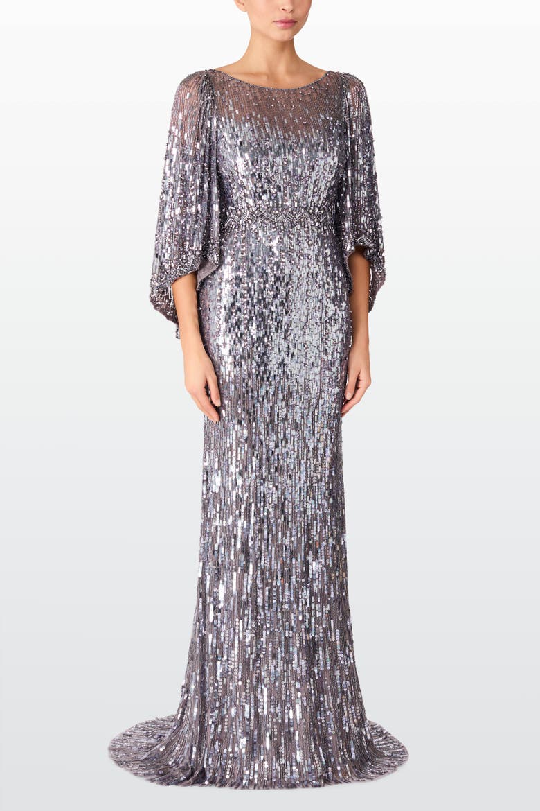 Ines Sequin-Embellished Dress, Alternate, color, Granite