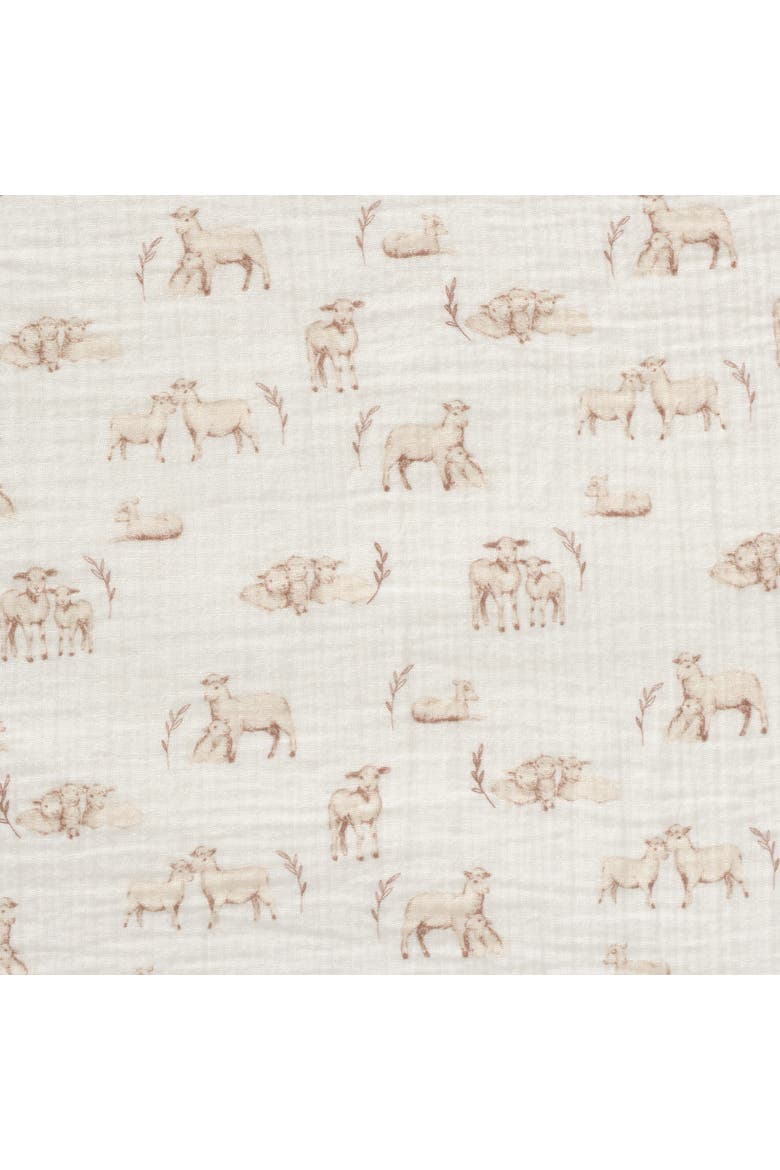 Signature Organic Cotton Muslin Lamb Fitted Crib/Toddler Sheet, Alternate, color, White