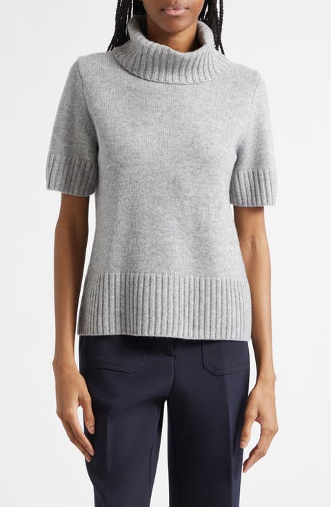 Elena Short Sleeve Cashmere Turtleneck Sweater