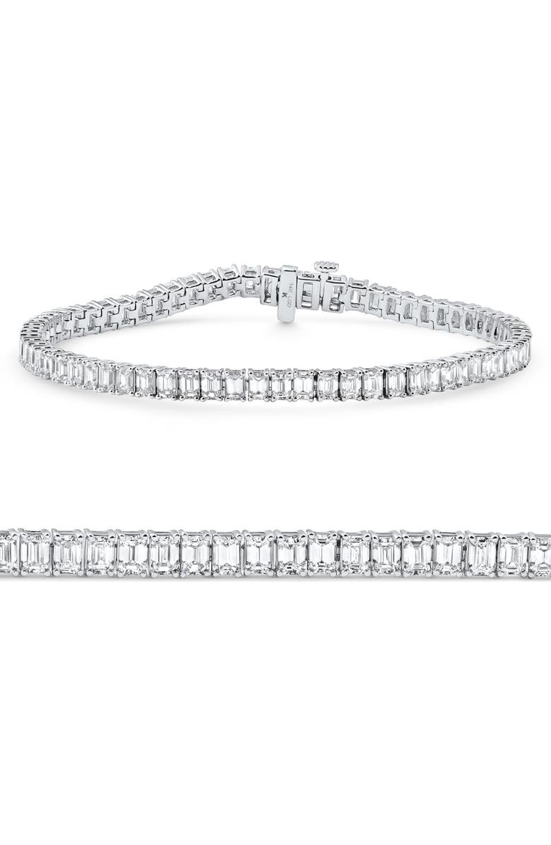 Bliss Diamond 7Ct Emerald Cut Diamond Tennis Bracelet 7" 14k Gold, Main, color, 14K White Gold