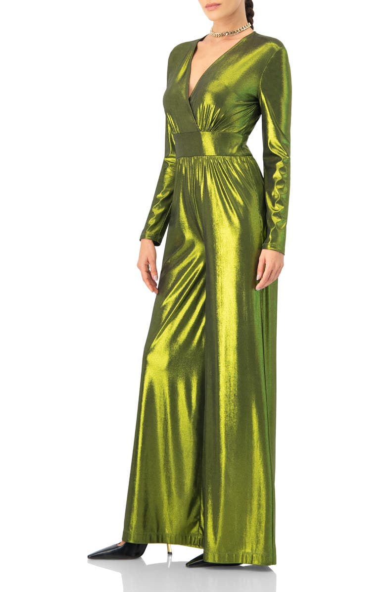 IVONNE V-Neck Wide-Leg Jumpsuit, Alternate, color, Olive Green