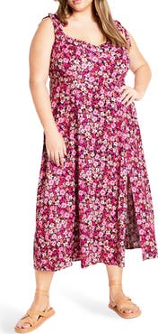 City Chic Tamara Floral Tie Strap Midi Sundress