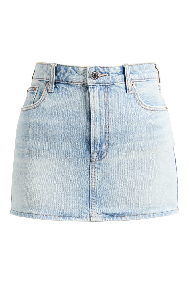 Chaya Mid Rise Denim Miniskirt, Alternate, color, LIGHT INDIGO