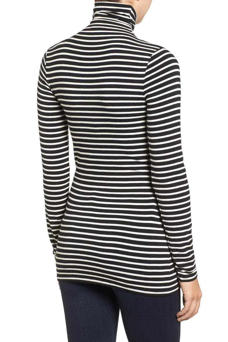 Long Sleeve Turtleneck, Alternate, color, BLACK- IVORY C ELAINA STP