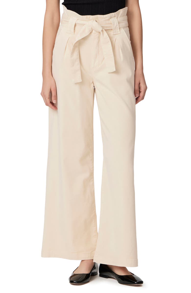 PAIGE Harper Paperbag Waist Wide Leg Pants, Main, color, Blonde Sand