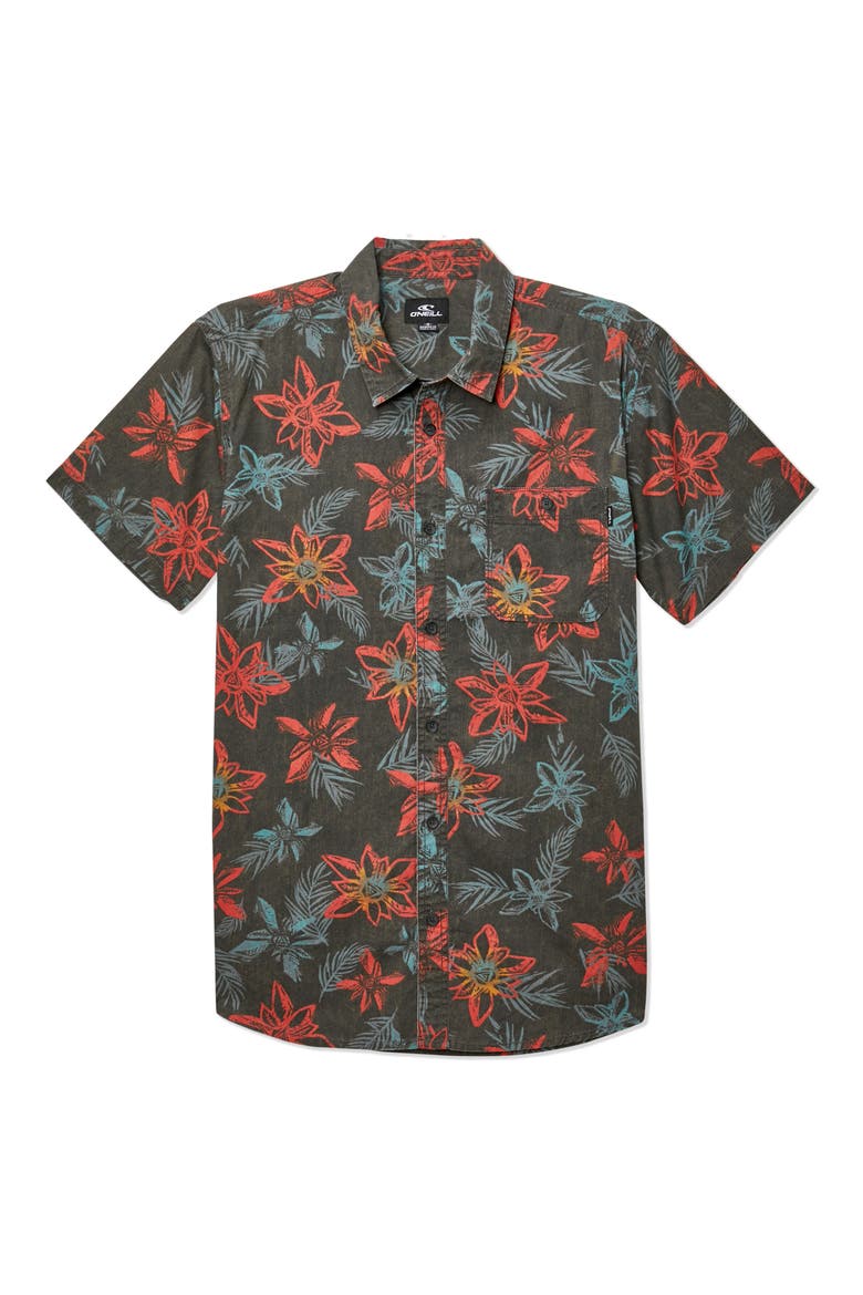 Threshold Short Sleeve Tropical Shirt, Main, color, GRAPHITE