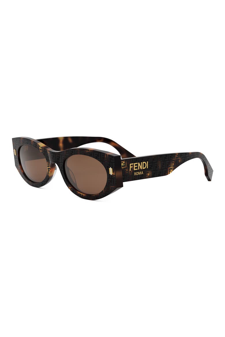 'Fendi Roma 52mm Oval Sunglasses, Alternate, color, HAVANA / BROWN