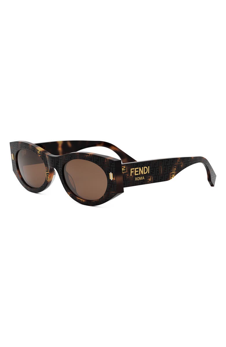 Fendi 'Fendi Roma 52mm Oval Sunglasses, Alternate, color, Havana / Brown