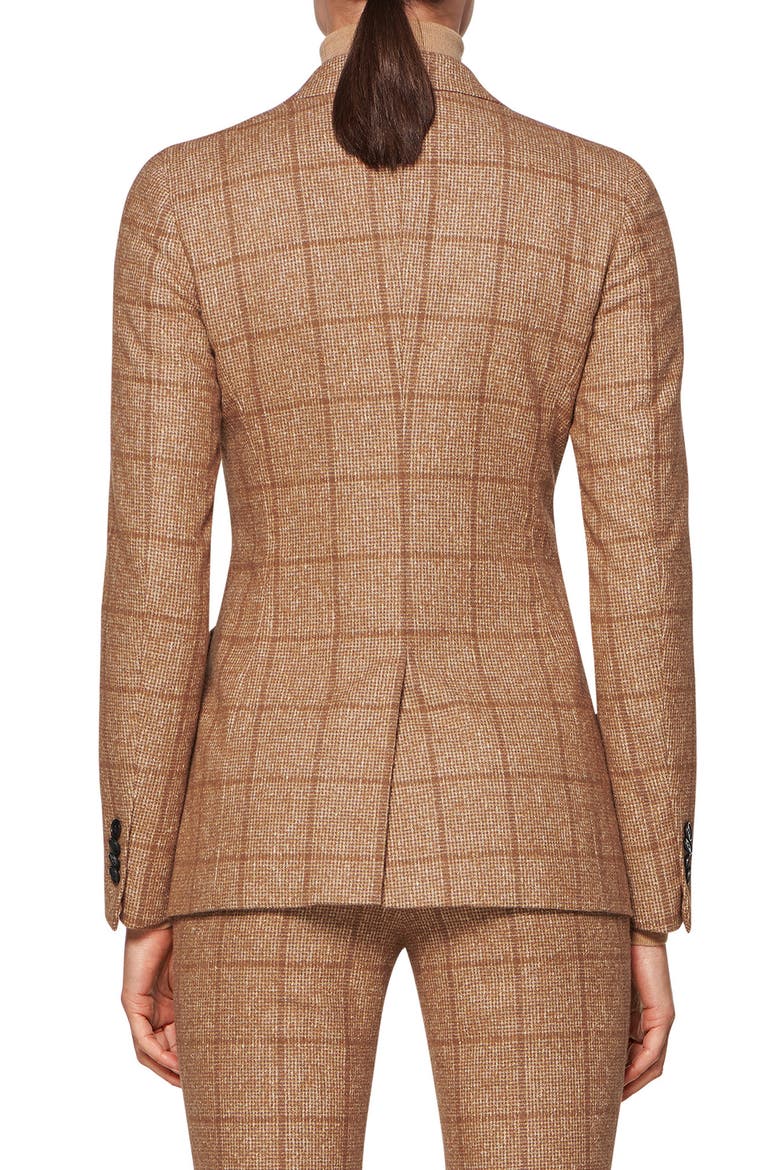 Cameron Windowpane Plaid Alpaca & Cotton Blend Jacket, Alternate, color, CAMEL