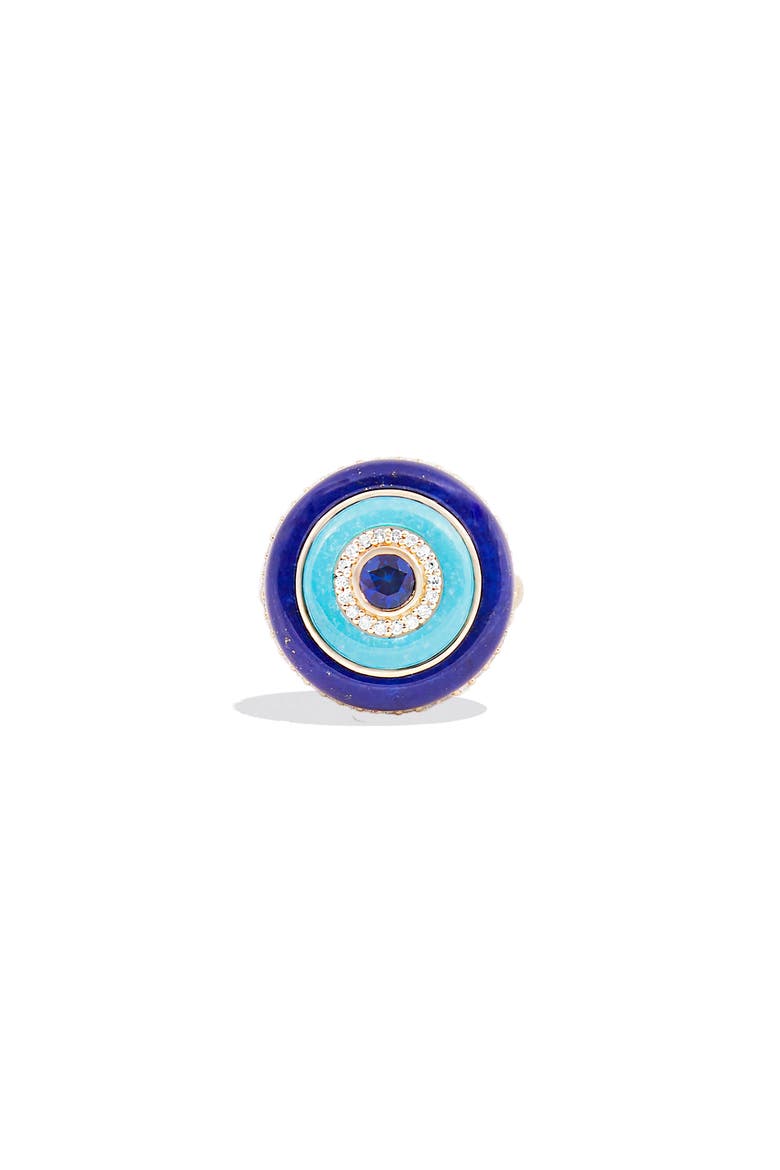 Evolve Stone Inlay Cocktail Ring, Main, color, Blue- Gold
