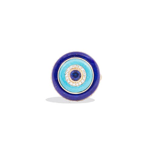 Campbell + Charlotte Evolve Stone Inlay Cocktail Ring In Blue