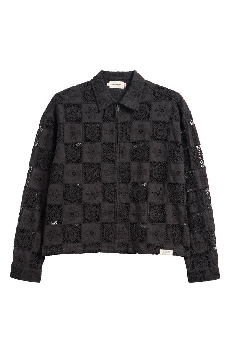 HONOR THE GIFT Crochet Lace Patchwork Jacket, Alternate, color, Black