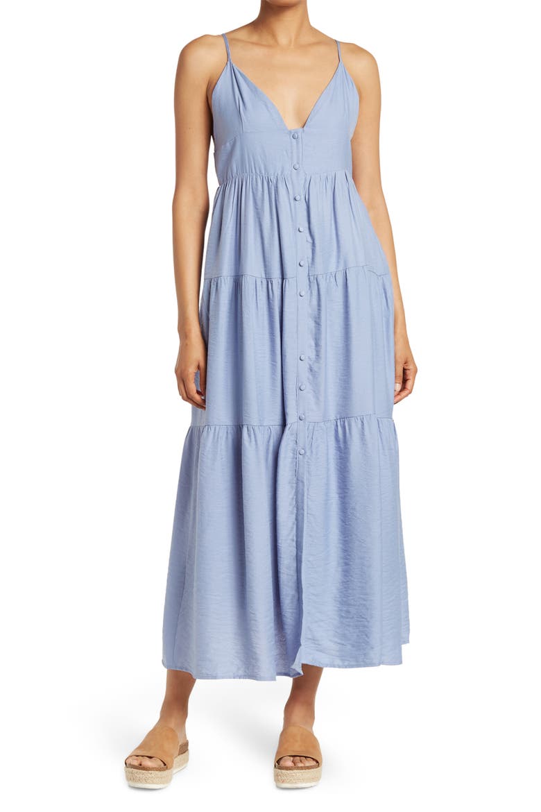 Multi-Tier Spaghetti Strap Dress, Main, color, CHAMBRAY