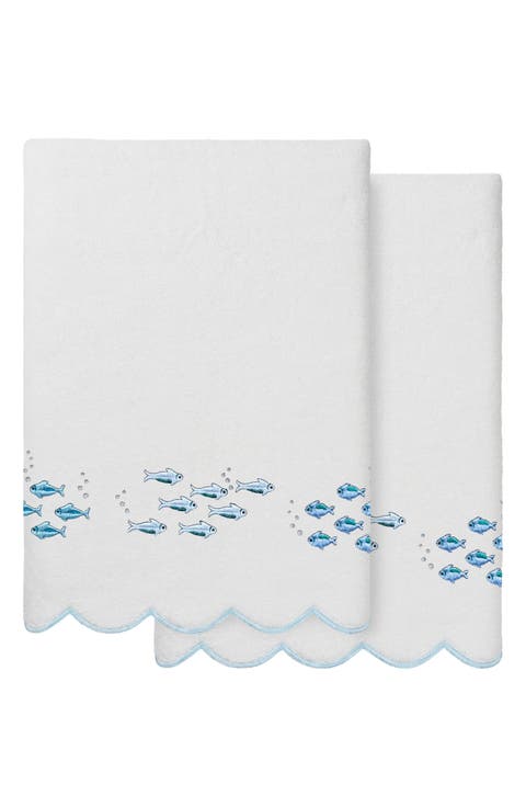 Fish School Scallop 2-Piece Bath Towel Set