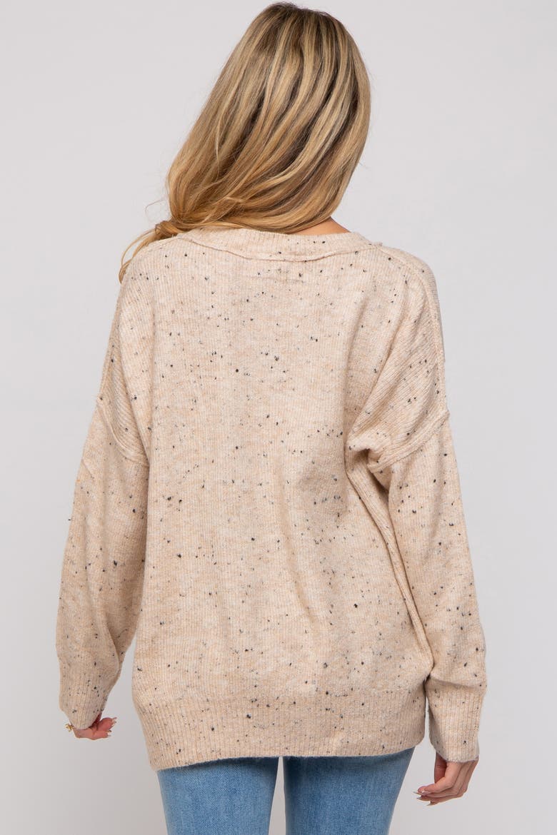 Speckled Knit Sweater, Alternate, color, Beige